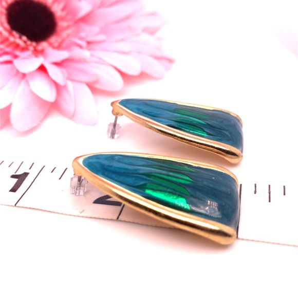 2/$10 Blue and Green Enamel Earrings - Picture 2 of 7